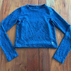 Hollister Teal knit lace Long Sleeve Crop Top